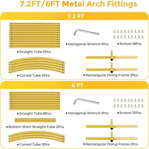 Metal Arch Backdrop Stand, 7.2FT+6FT Wedding Arch Frame, Balloon Arch Backdrop Stand Set of 2, Gold Wedding Arch Backdrop Stand for Wedding Birthday Party Baby Shower Graduation Ceremony Decor in Kuwait