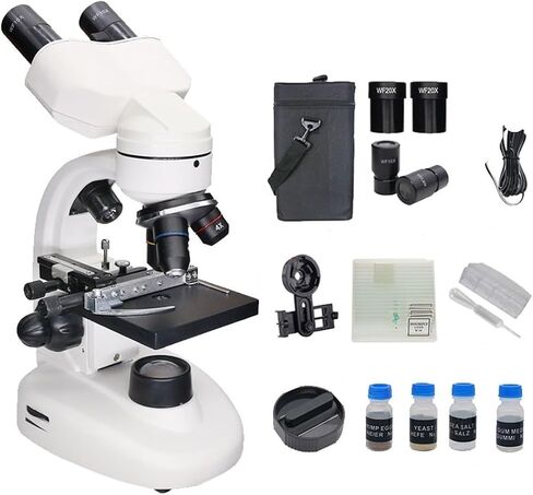 Microscope Kit Binocular LED Biological Microscope 40X-1600X 2.0MP USB Digital Camera Eyepiece Microscope Lens Adapters(Only Microscope) in Kuwait