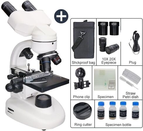 Microscope Kit Binocular LED Biological Microscope 40X-1600X 2.0MP USB Digital Camera Eyepiece Microscope Lens Adapters(Only Microscope) in Kuwait