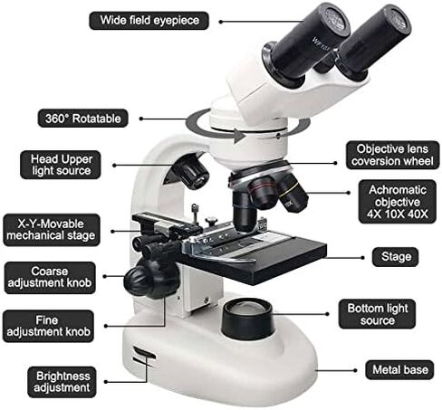 Microscope Kit Binocular LED Biological Microscope 40X-1600X 2.0MP USB Digital Camera Eyepiece Microscope Lens Adapters(Only Microscope) in Kuwait