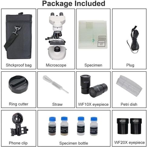 Microscope Kit Binocular LED Biological Microscope 40X-1600X 2.0MP USB Digital Camera Eyepiece Microscope Lens Adapters(Only Microscope) in Kuwait