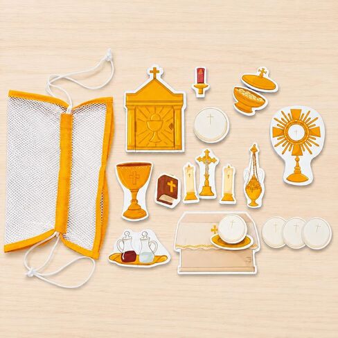 21 Piece Quiet Mass Toy Set for Catholic Kids & Toddlers | Interactive Catholic Learning - Teaches Mass Vessels & Rites - First Communion & Baptism Gift - Bath & Travel in Kuwait