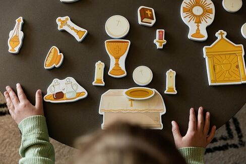 21 Piece Quiet Mass Toy Set for Catholic Kids & Toddlers | Interactive Catholic Learning - Teaches Mass Vessels & Rites - First Communion & Baptism Gift - Bath & Travel in Kuwait