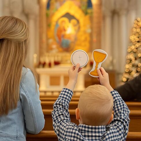 21 Piece Quiet Mass Toy Set for Catholic Kids & Toddlers | Interactive Catholic Learning - Teaches Mass Vessels & Rites - First Communion & Baptism Gift - Bath & Travel in Kuwait