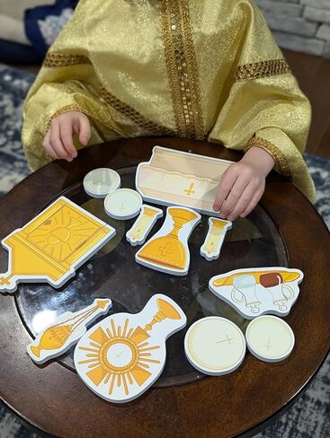 21 Piece Quiet Mass Toy Set for Catholic Kids & Toddlers | Interactive Catholic Learning - Teaches Mass Vessels & Rites - First Communion & Baptism Gift - Bath & Travel in Kuwait