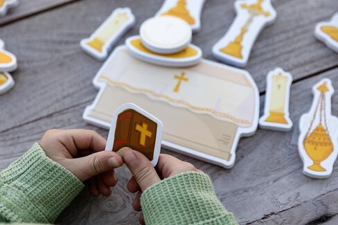 21 Piece Quiet Mass Toy Set for Catholic Kids & Toddlers | Interactive Catholic Learning - Teaches Mass Vessels & Rites - First Communion & Baptism Gift - Bath & Travel in Kuwait