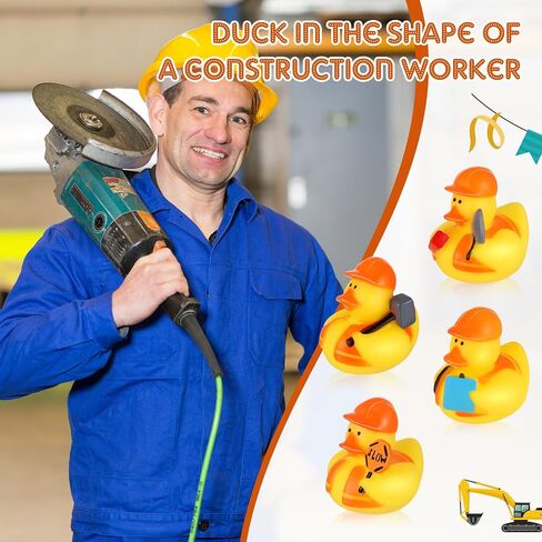 Deekin 50 Pcs Construction Worker Rubber Ducks Bulk 2 Inch Rubber Ducks Party Favor Decorations for Birthday Pool Party Occupation Cosplay in Kuwait