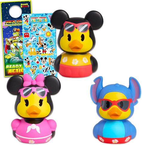 Disney Duckalooz Rubber Ducks - Bundle with 3 Duckalooz Featuring Mickey, Minnie, and Stitch | Disney Bath Tub Toys for Kids, Boys, Girls in Kuwait