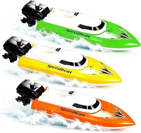 3-Pack Wind Up Boat Toys for Bath & Water Play | BPA-free PP; No batteries; 3 speedboat-style toys; 360°spin mode; For bath, pool & outdoor water play in Kuwait