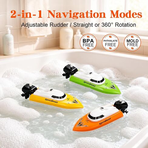 3-Pack Wind Up Boat Toys for Bath & Water Play | BPA-free PP; No batteries; 3 speedboat-style toys; 360°spin mode; For bath, pool & outdoor water play in Kuwait