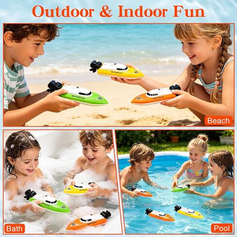 3-Pack Wind Up Boat Toys for Bath & Water Play | BPA-free PP; No batteries; 3 speedboat-style toys; 360°spin mode; For bath, pool & outdoor water play in Kuwait