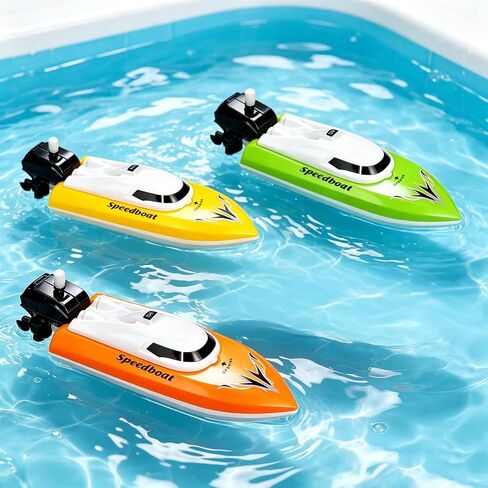 3-Pack Wind Up Boat Toys for Bath & Water Play | BPA-free PP; No batteries; 3 speedboat-style toys; 360°spin mode; For bath, pool & outdoor water play in Kuwait