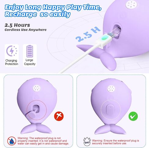 Baby Bath Toys, Rechargeable Bath Toys for Kids Ages 1-3 & 6-12 Months with 3 Hours Non-Stop Fun, Dual Sprinkler, 3 Modes Light Up, Toddler Birthday/Christmas Water Table BathTubs Pool Toys,Purple in Kuwait