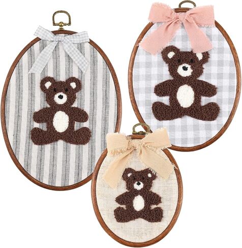 Novabright 3 Pack Handmade Vintage Teddy Bear Wall Art Nursery Canvas Print, Cute Teddy Bear Room Decor for Baby Shower Favor Bedroom Decor in Kuwait