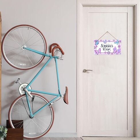 Personalized Name's Pretty Purple and Pink Butterflies Nursery Kid's Children's Girls Bedroom Door Sign Wood Plaque Sign Wall Decor Gift in Kuwait