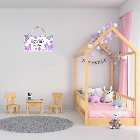 Personalized Name's Pretty Purple and Pink Butterflies Nursery Kid's Children's Girls Bedroom Door Sign Wood Plaque Sign Wall Decor Gift in Kuwait