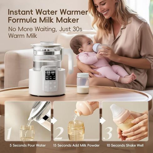 Instant Water Warmer, Baby Bottle Warmer with Faster Cooling Fan and LCD Display, Baby Milk Warmer, Electric Kettle with 6 Temperature Control Presets, Breastmilk Warmer, Boil Tea, Coffee in Kuwait