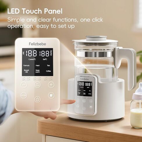 Instant Water Warmer, Baby Bottle Warmer with Faster Cooling Fan and LCD Display, Baby Milk Warmer, Electric Kettle with 6 Temperature Control Presets, Breastmilk Warmer, Boil Tea, Coffee in Kuwait