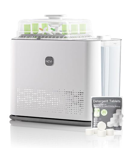 NCVI Large Baby Bottle Washer, Sterilizer and Dryer, Holds 6 Bottles | All-in-One machine,Hospital-Grade Steam Sanitization, 39 Jets, 7 Modes, 72-Hour Storage; Fits Pump Parts, Nipples & Pacifiers in Kuwait
