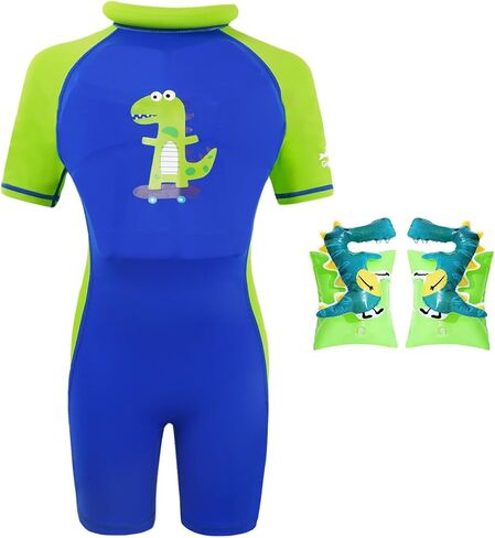 Gogokids Kids Floatation Swimsuit, Toddler One Piece Swimsuits with Armbands, UV 50+ Sun Protection Swimwear for 2-7 Years (26-57lbs) Boys & Girls in Kuwait