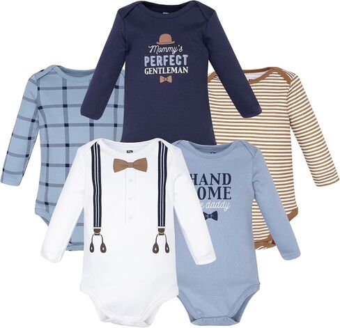 Hudson Baby baby-boys Cotton Long-sleeve Bodysuits 5-pack in Kuwait