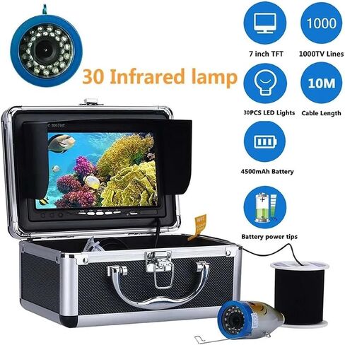 7" Inch 1000tvl Underwater Fishing Video Camera Kit 30 PCS LED Infrared Lamp Lights Fish Finder 10M 20M 30M 50M in Kuwait