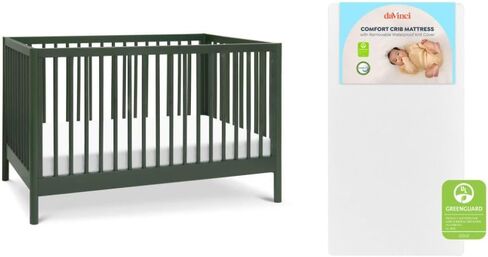 Davinci Birdie 3-in-1 Convertible Crib, GREENGUARD Certified, Walnut | Converts to Toddler Bed & Daybed, 4 Adjustable Mattress Heights - Conversion Kit Sold Separately - Easy to Assemble in Kuwait