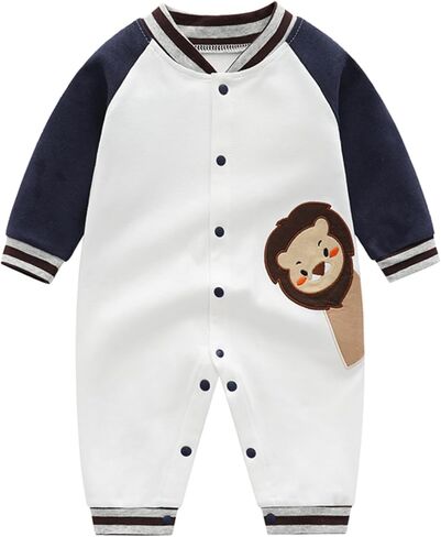 Baby Long Sleeve Romper Cotton Cartoon Print Newborn Infant Bodysuit Jumpsuit 0-18 Months Unisex in Kuwait