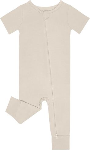 short sleeve footless pajamas, 3pack Baby Pajamas Summer 2 Way Zipper Rompers Pink+Coffee+Light Silver Grey 0-3 M in Kuwait