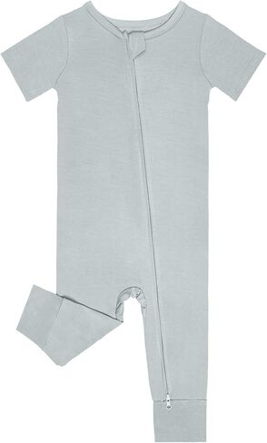 short sleeve footless pajamas, 3pack Baby Pajamas Summer 2 Way Zipper Rompers Pink+Coffee+Light Silver Grey 0-3 M in Kuwait