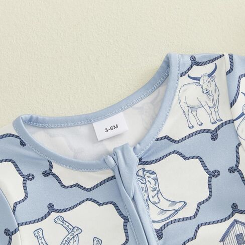 Baby Boy Western Clothes Cowboy Outfit Summer Newborn Horse Print Short Sleeve Romper Infant Country Zipper Jumpsuit in Kuwait