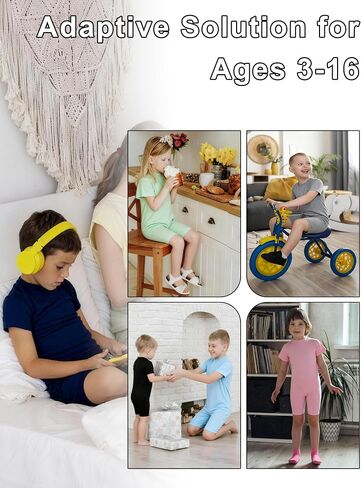 Kids Adaptive Clothing Back-Zip Romper for Special Needs and Autism | Short Sleeve & Short Leg Sensory Friendly Anti-Strip Jumpsuit, A Double-Button Guard, Sizes 3T-16Y in Kuwait