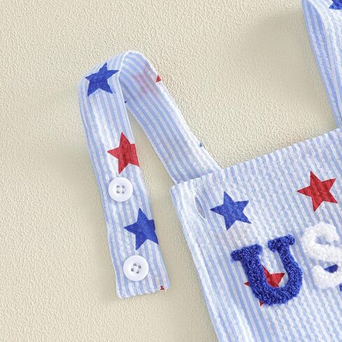 YINGISFITM 4th Fourth of July Baby Girl Boy Outfit USA Bubble Romper Suspender Overalls Shorts Independence Day Clothes in Kuwait
