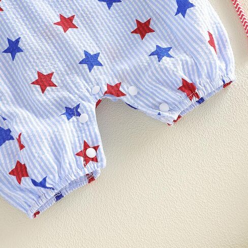 YINGISFITM 4th Fourth of July Baby Girl Boy Outfit USA Bubble Romper Suspender Overalls Shorts Independence Day Clothes in Kuwait