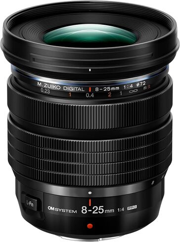 OM SYSTEM Olympus M.Zuiko Digital ED 8-25mm F4.0 PRO for Micro Four Thirds System Camera, Compact Ultra Wide Zoom Lens, Weather Sealed Design, MF Clutch, L-Fn Button in Kuwait
