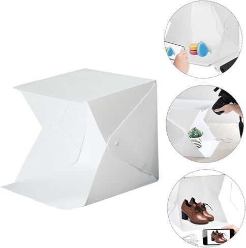 20cm Folding Photography Light Tent with LED Lighting Kit, Portable Mini Photo Studio Softbox with 2 Colored Backdrops for Product and Small Object Photography in Kuwait