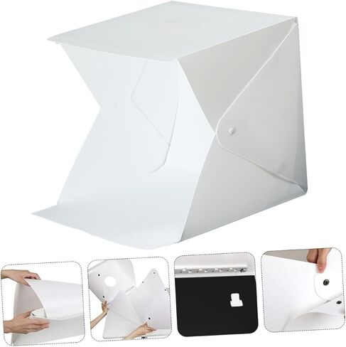 20cm Folding Photography Light Tent with LED Lighting Kit, Portable Mini Photo Studio Softbox with 2 Colored Backdrops for Product and Small Object Photography in Kuwait