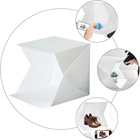Cabilock 20cm Mini Photo Light Box Folding Photography Light Tent with LED Strips and 2 Color Backdrops Portable Shooting Studio for Product and Jewelry Photography in Kuwait