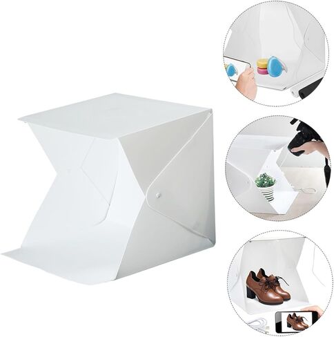 Cabilock 20cm Mini Photo Light Box Folding Photography Light Tent with LED Strips and 2 Color Backdrops Portable Shooting Studio for Product and Jewelry Photography in Kuwait
