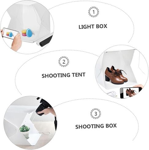 Cabilock 20cm Mini Photo Light Box Folding Photography Light Tent with LED Strips and 2 Color Backdrops Portable Shooting Studio for Product and Jewelry Photography in Kuwait