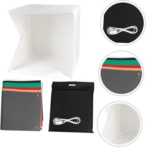 40cm Mini Photo Tent Dual LED Light Bars Portable Foldable Photography Light Box with 6 Color Backdrops for Product Shooting in Kuwait