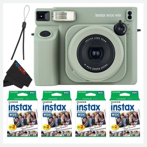 Fujifilm INSTAX Wide 400 Instant Camera - Sage Green with Creative Bundle of Fujifilm Wide Instant Film (Camera + 4 Wide Twin Pack) in Kuwait