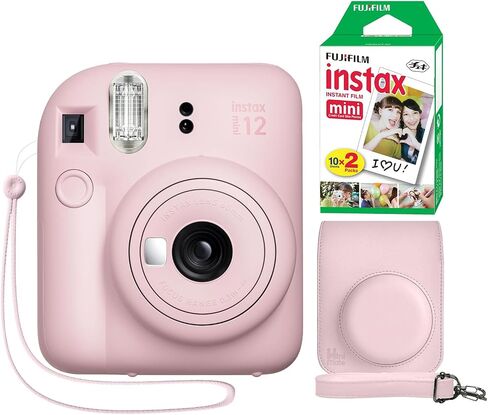 Fujifilm Instax Mini 12 Instant Camera Blossom Pink + Minimate Custom Case + Fuji Instax Film 20 Sheets Twin Pack in Kuwait