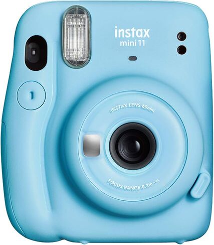 Fujifilm Instax Mini 11 Instant Film Camera with Automatic Exposure and Flash, Polaroid Camera, Fujinon 60mm Lens with Selfie Mirror, Optical Viewfinder - Sky Blue (Renewed) in Kuwait