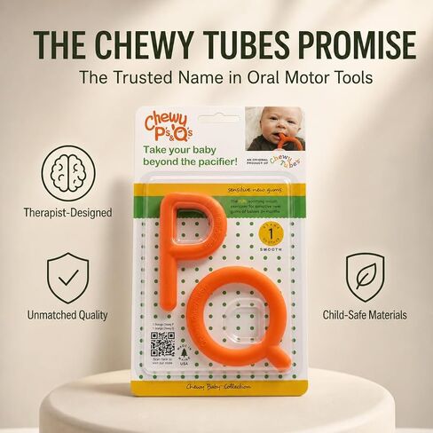 Chewy Tubes P & Q Oral Motor Chew Tool, Latex-Free, Teething & Sensory | Safe & Non-Toxic: Made from durable, latex-free material designed for extended chewing without breaking down or splintering. in Kuwait