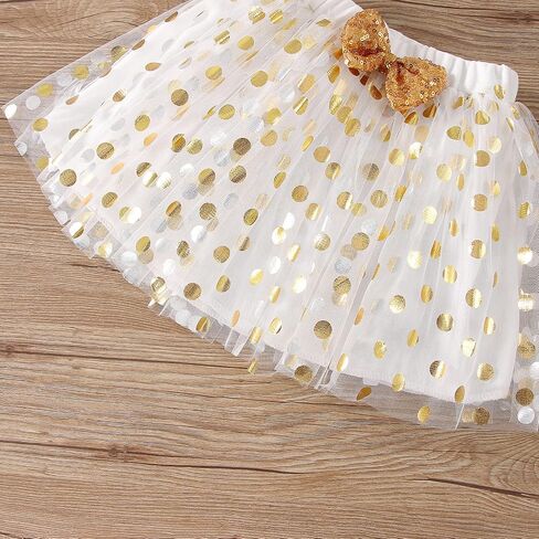 Toddler Kids Baby Girls Birthday Princess Outfits Dress Vest Tank Top Dot Mesh Tutu Skirt in Kuwait
