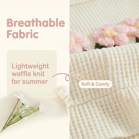 Baby Girl Clothes Infant Summer Toddler Outfits Ruffle Sleeveless Floral Embroidery Tank Top Shorts 2Pcs Waffle Sets in Kuwait