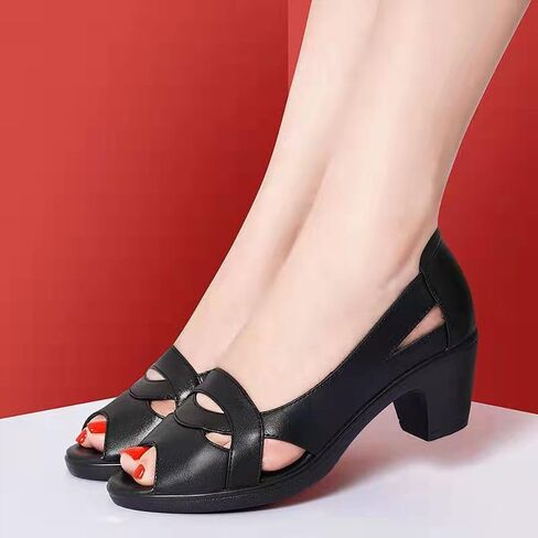 Retro style fish-mouth Roman-style sandals with perforated upper. Summer breathable and comfortable sandals. in Kuwait