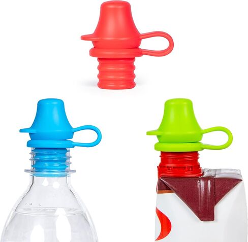 KiddiKap Original Bottle Topper, Silicone Sippy Spout, 3 Pack, Fits 28mm | 98% Spill Proof, Fits 28mm Standard Bottles, Dishwasher Safe, Ages 12 Months+ in Kuwait