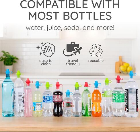 KiddiKap Original Bottle Topper, Silicone Sippy Spout, 3 Pack, Fits 28mm | 98% Spill Proof, Fits 28mm Standard Bottles, Dishwasher Safe, Ages 12 Months+ in Kuwait